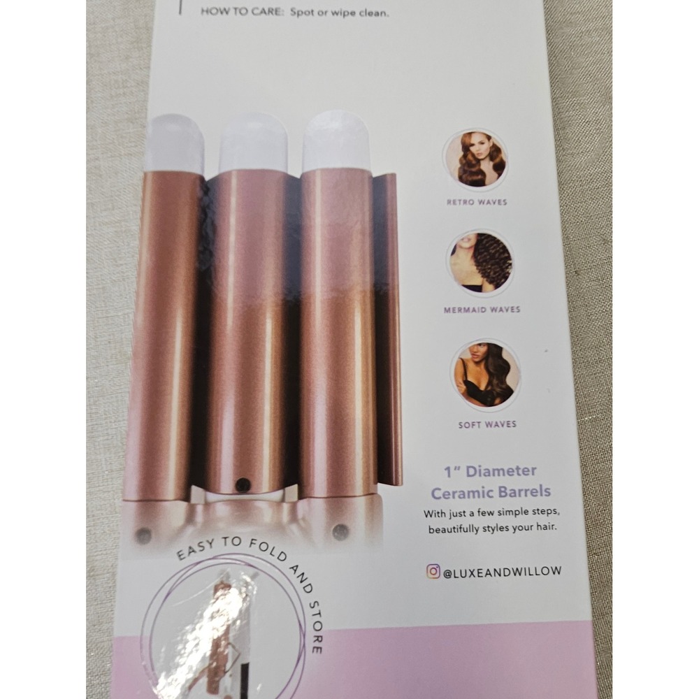 L+W BIO Ripple Triple Barrel Waver 1" Ceramic Hair Waver White Rose Gold LW-0744 - Picture 4 of 16